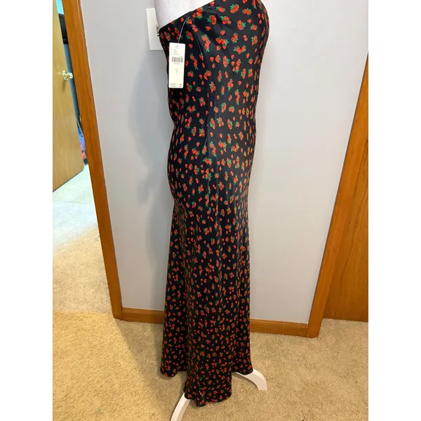 Anthropologie‎ Tilda Strawberry Print Satin Strapless Maxi Slip Dress NEW - Image 5