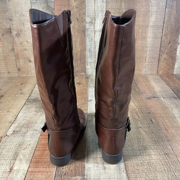 Style & Co Elenorr Brown Knee High Riding Boots Women's 8M Wide Calf Buckle - Image 3