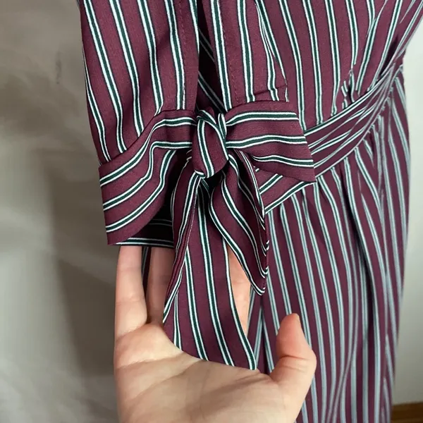 Urban Outfitters Plunging short sleeve striped empire waist midi shirt dress S - Image 13