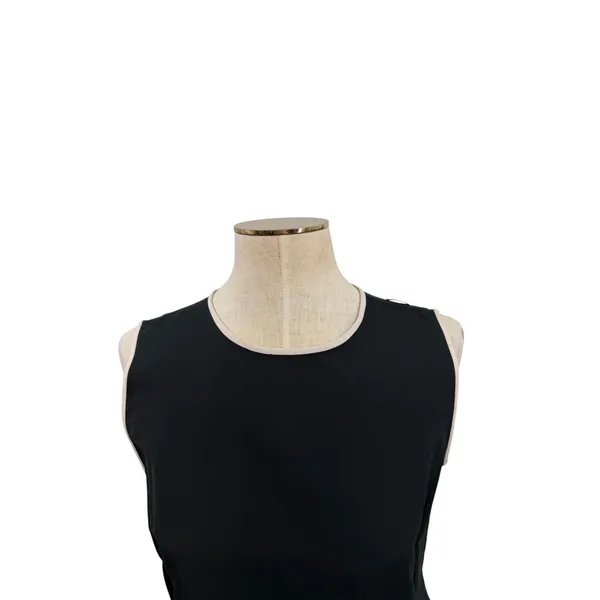 'S Max Mara Black Contrast Trim Shift Dress Sleeveless Italy Size US 6‎ - Image 2