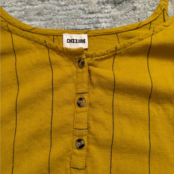 Dizzier Yellow with Black Stripes Thin Adjustable Straps Crop Top Size M Size M - Image 4