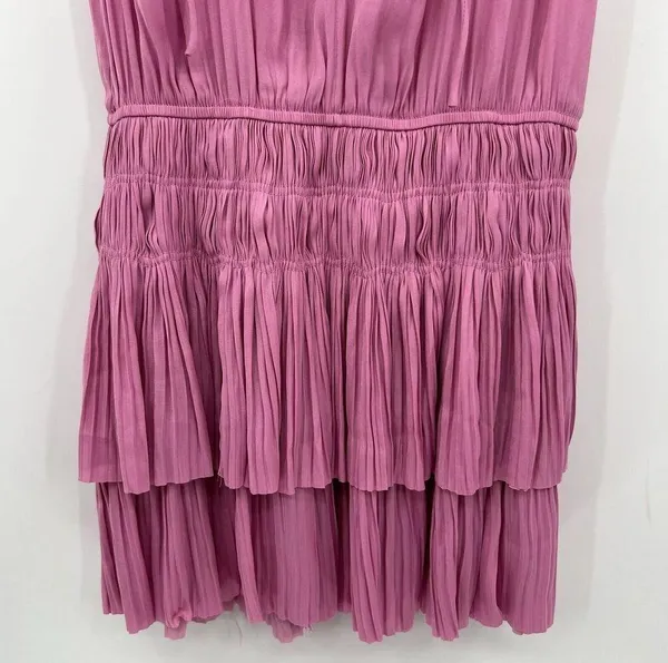 Current Air Anthropologie Solid Pink Zoey Pleated Smocked Mini Dress Size XS - Image 5