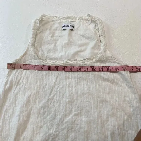 Princess Polly White Lace Trim Linen Blend Tank Top US 2 Cottagecore Boho - Image 5