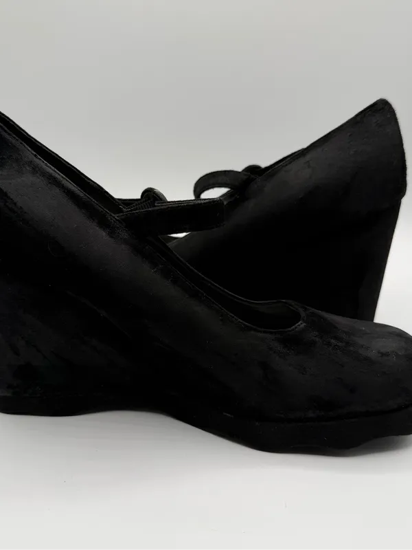 Vintage MIA Betty Y2K Mary Jane Platform Wedge Heels Black Leather 8.5 - Image 5