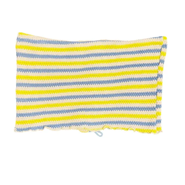 Urban Outfitters Women M Striped Lace Up Crochet Tube Top Blue Lime‎ - Image 2