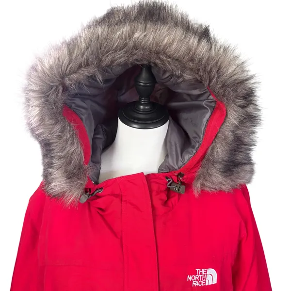 The North Face VTG y2k 800 Fill Down Snorkel Parka Sz XL?Red Faux Fur Belt - Image 2