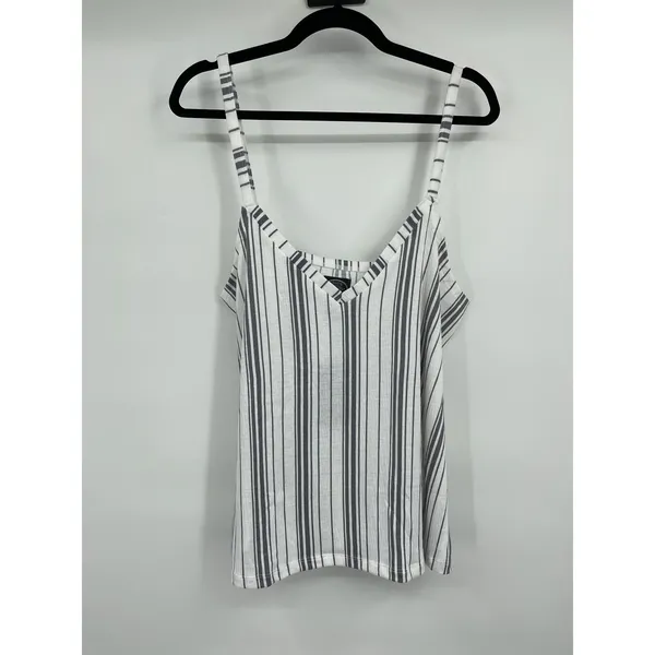 Laura Ashley Striped Tank Top Cami Sleeveless White Gray Womens Size XL NEW - Image 7
