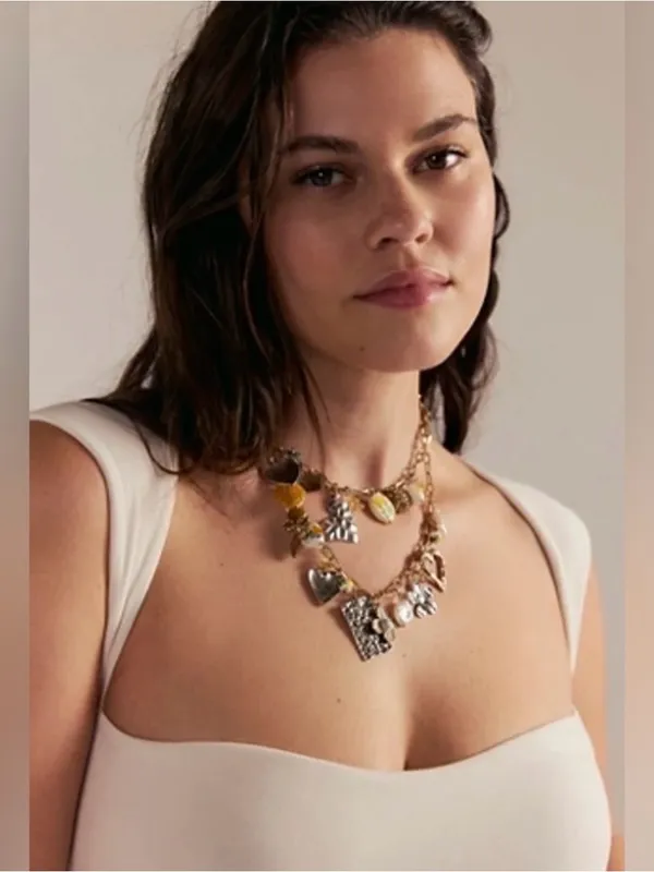 HTF Free People Maxamillion Charm Necklace Gold Silver Yellow ~ SOLD OUT! - Image 2
