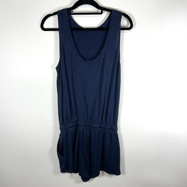 Wilfred Free Womens Knit Lounge Romper Short Blue Drawstring Size‎ Small Casual - Image 5