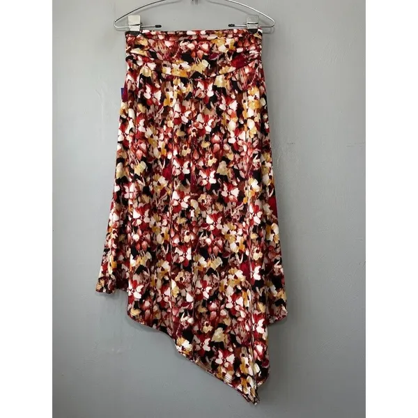 Apt 9 Size Medium Dark Floral Artsy Asymmetrical Knit Skirt Earthy Whimsigoth - Image 7