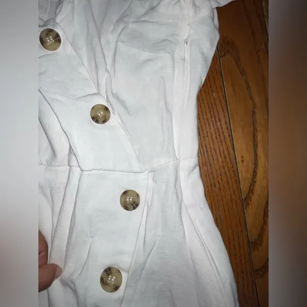 Chic White Asymmetrical Button Dress Size 0 - Image 3
