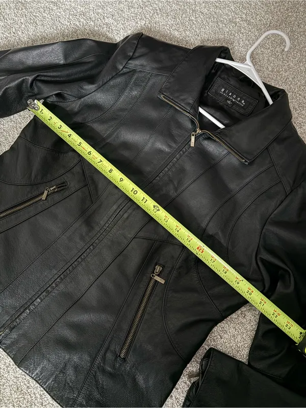 Giacca moto genuine leather jacket full zip up women size L - Image 7