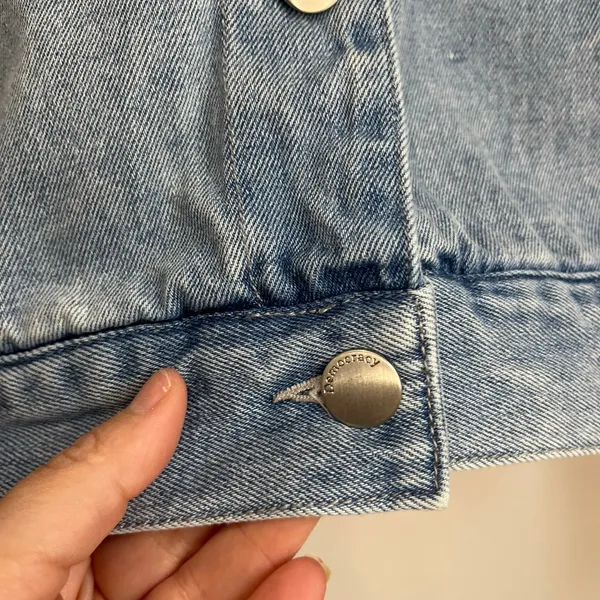 Democracy Denim Jean Jacket‎ Medium 100% Cotton Blue Cropped Classic - Image 3