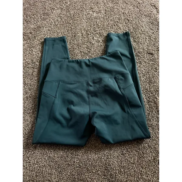 Move Theology Leggings Womens Size M Teal Green High-Waisted Side Pockets - Image 4