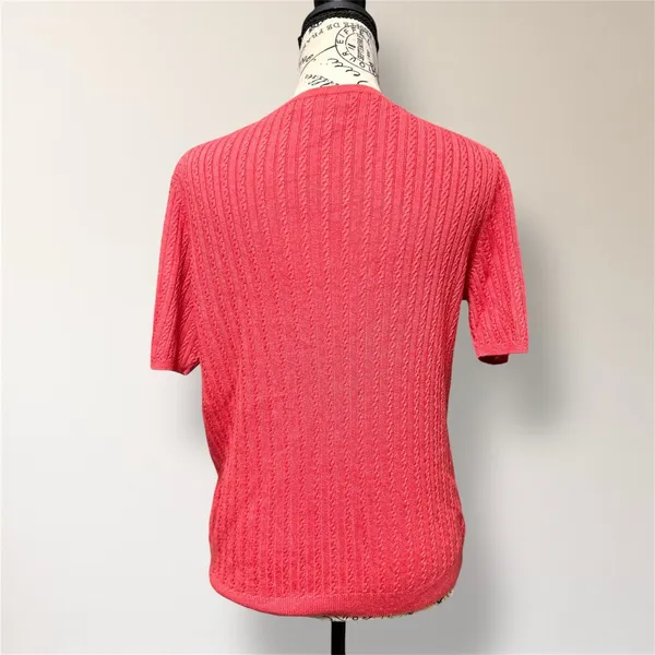 Brooks Brothers S Red Cashmere Silk Blend Cable Knit Short Sleeve Sweater Preppy - Image 4