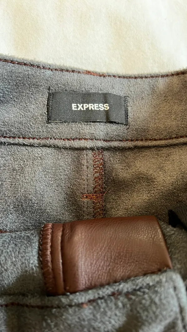 Express Brown Faux Leather Skirt  - Image 4