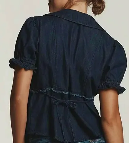 Anthropologie The Keira Denim Waisted Blouse by Pilcro - Image 2