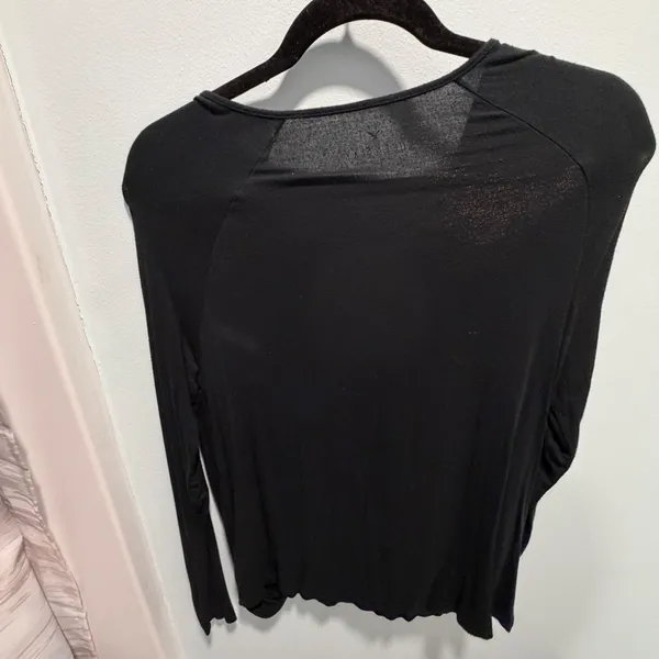American Eagle Long Sleeve Top Black Medium Strappy Wrap Casual Night‎ Out - Image 4