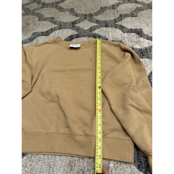 Y2K Champion Crewneck Sweatshirt‎ Embroidered Logo Tan L - Image 2