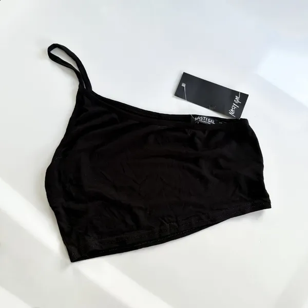 Nasty‎ Gal One Shoulder Crop Top Womens US Size 4 Black - Image 4