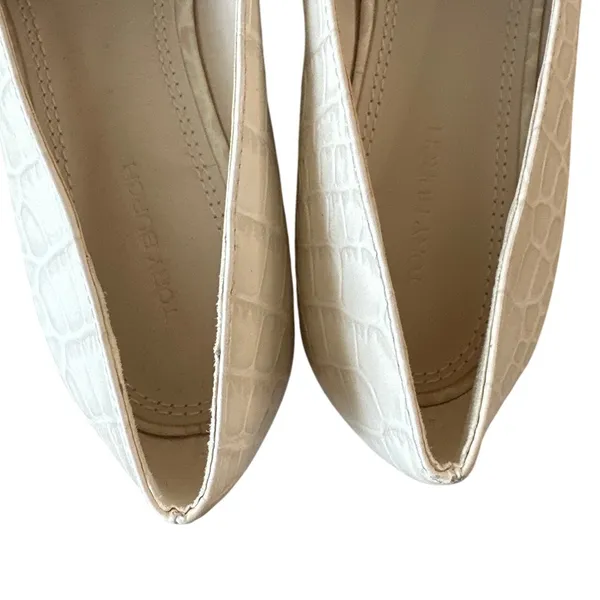 Tory Burch Georgia‎ Croc Embossed Ivory Loafers Size 7 - Image 3