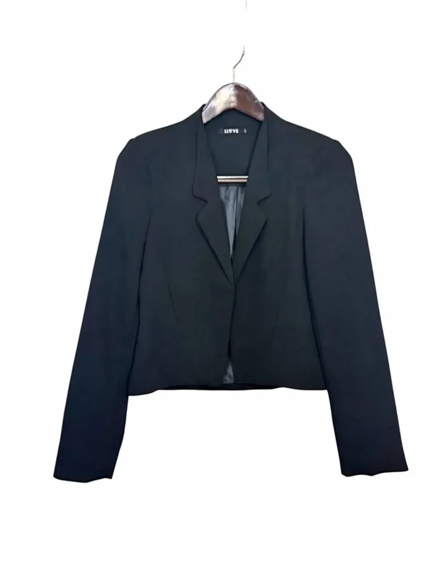 ‘I L❤️VE’ Black Cropped Blazer Sz S - Image 5