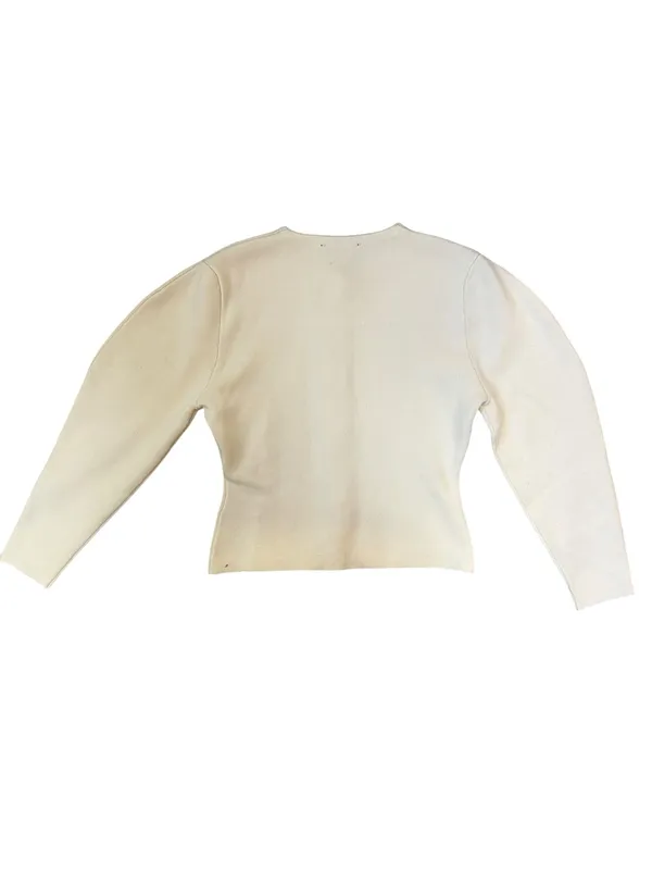 Zara Blogger's Favorite Cream Balloon Sleeve Knit Cardigan Sweater Medium - Image 5
