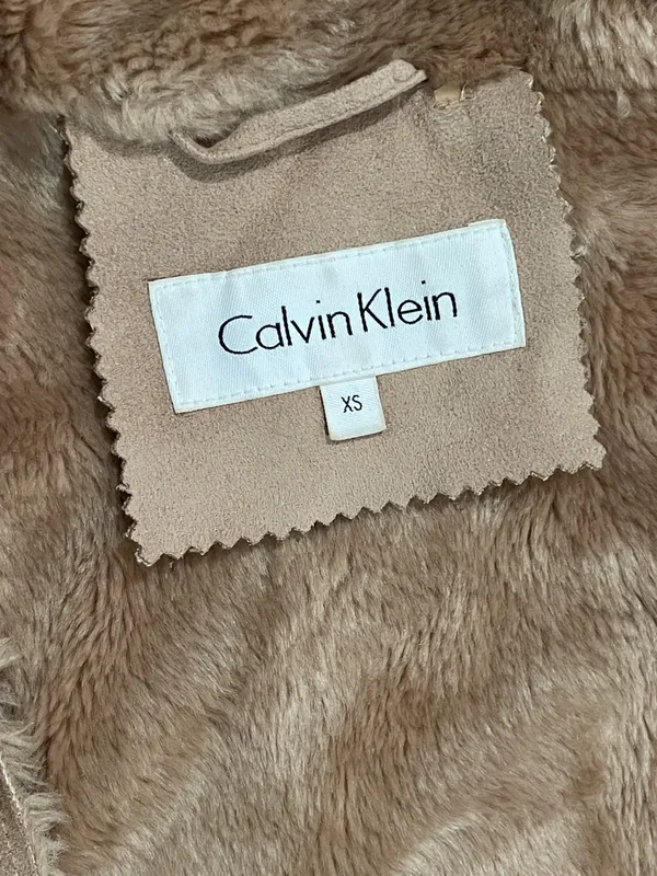 Calvin Klein Tan Hooded Faux Shearling Peacoat - Image 11