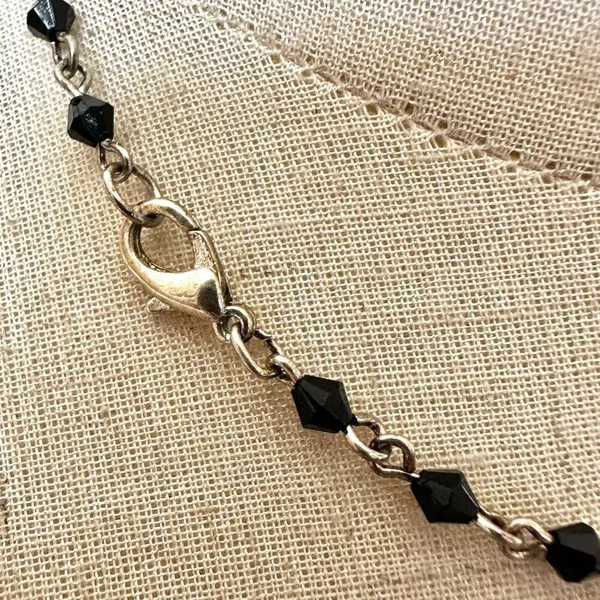Black beaded drop pendant necklace - Image 6