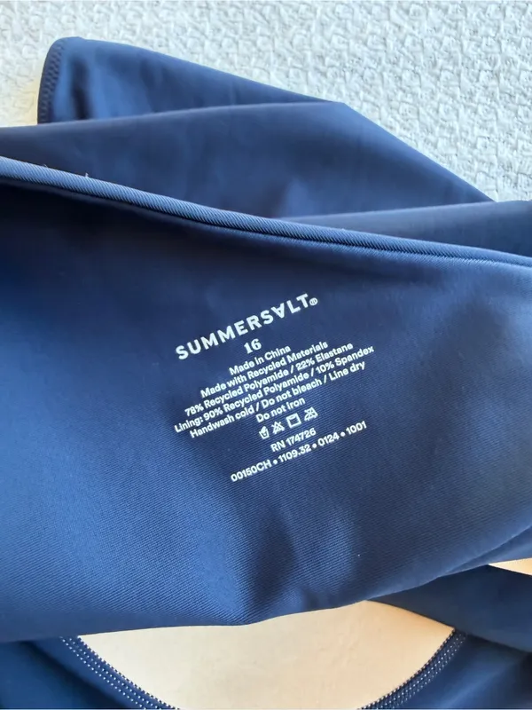 Summersalt The Ruched Sidestroke One Piece Swimsuit Navy Blue 16 NEW - Image 6
