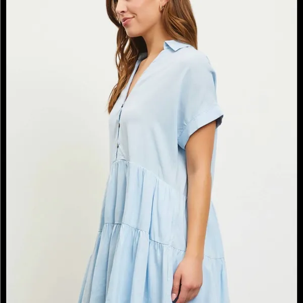 Mustard Seed Sky Blue Tiered Mini Dress - Image 2
