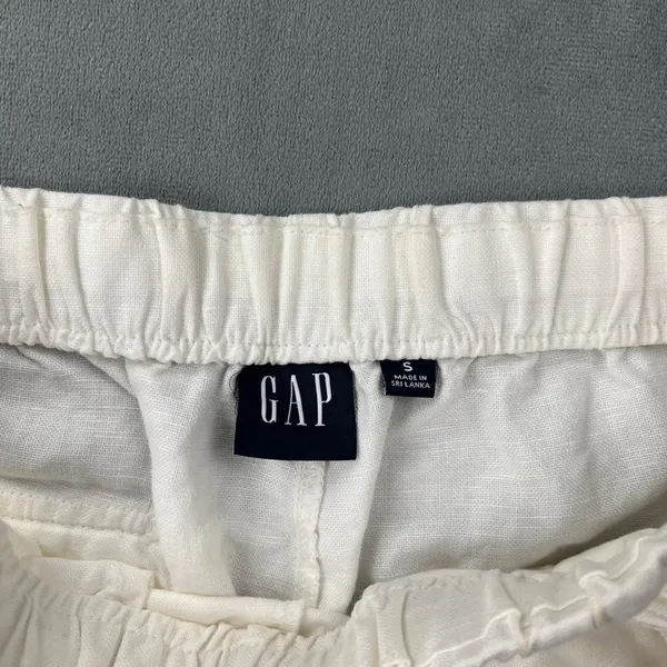 Gap Linen Cotton Jogger Pants S White Drawstring Elastic Waist Tapered Casual - Image 4