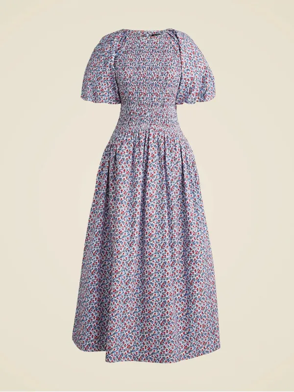 J. Crew Lavender Floral Puff-Sleeve Midi Dress - Image 2