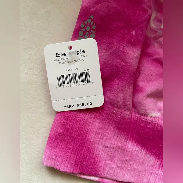 NWT Free People Movement Good Karma Bra crop Top Pink Tie Dye Size M/L - Image 7