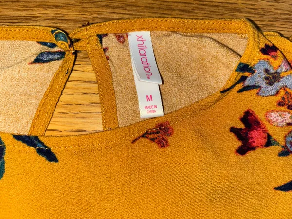 Xhilaration Dress Women’s Size Medium Cold Shoulder Mustard Yellow Floral Rayon - Image 4