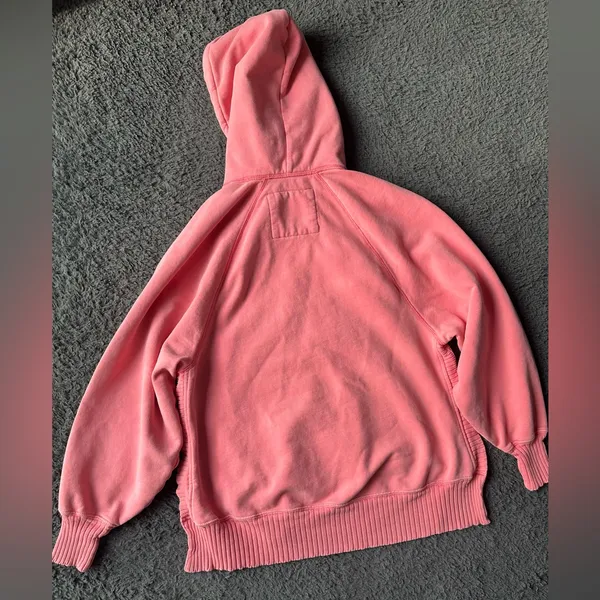 American Eagle oversized side slit pink/coral hoodie sweatshirt, size XS - Image 8