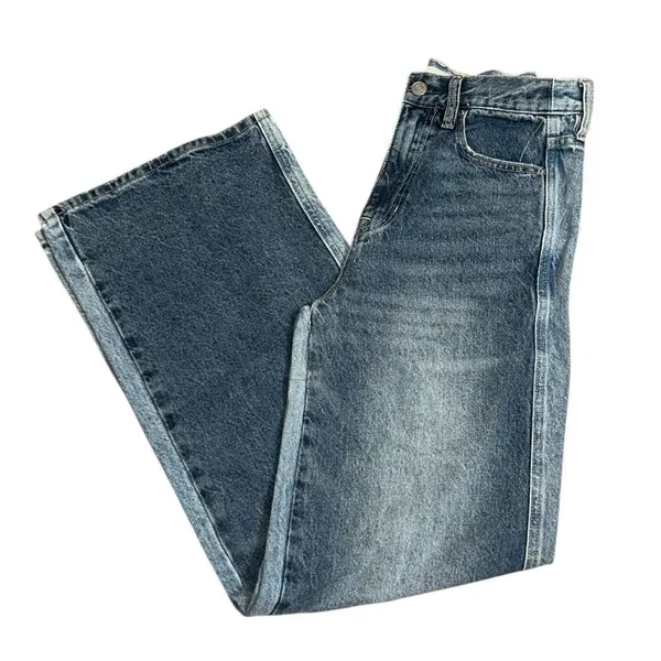 Pacsun Blue Baggy Fit Wide Leg Two Tone Jeans(Size 24) - Image 3