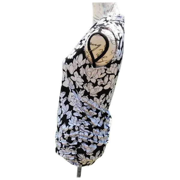 A Pea In The Pod sleeveless Maternity blouse‎ black white floral Medium - Image 2