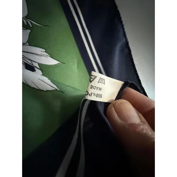 Floral Patterned llScarf in Navy and Green Blue - Image 6