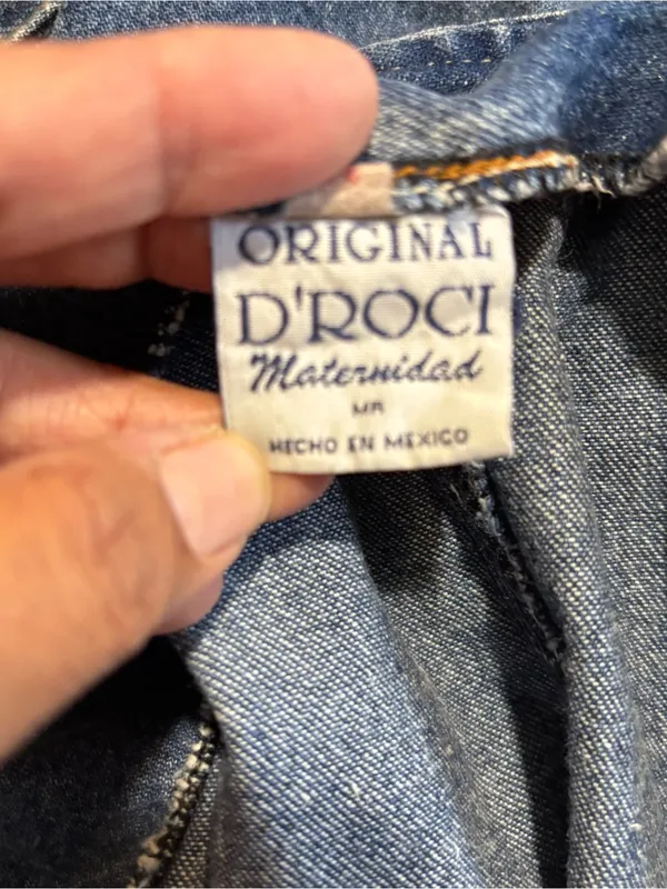 D’Roci Maternity Denim Overalls with Embroidered Bear Patch Pocket size Medium - Image 8
