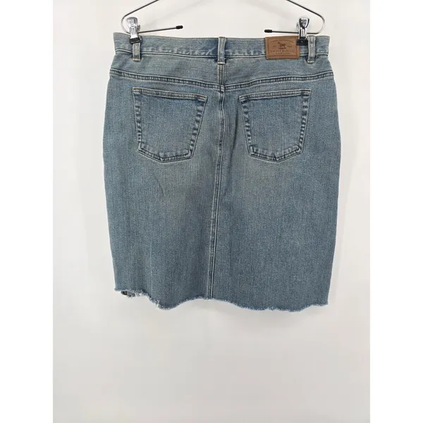 Lauren Ralph Lauren Denim Skirt Womens 10 Lauren Jeans Co Blue Raw Hem EUC - Image 4