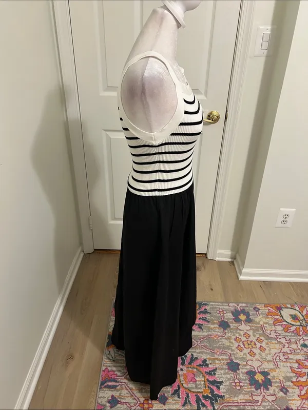Tuckernuck Moon River Square Neck Sweater Knit Mix Media Midi Dress Size Small - Image 9