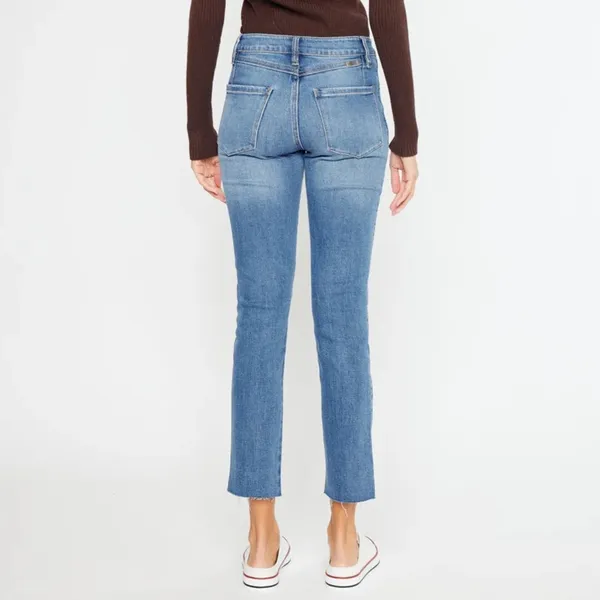 KANCAN Nava High Rise Straight Slim Leg Jeans in medium wash - Image 2