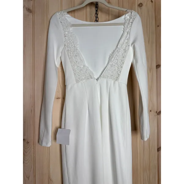 NWT Lulus Romantic Moments White Lace Long Sleeve Dress Open Back Wedding Sz XS - Image 6