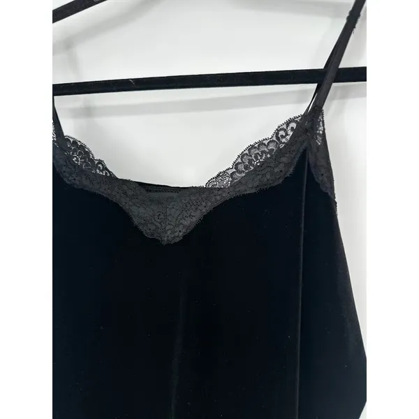 Y2K Black Velvet Cami Tank Top Lace Trim Size 1X Whimsigoth‎ Gothic Romantic - Image 2