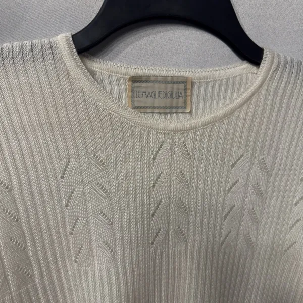 Vintage Italian Sweater short sleeve-Made Italy-Cream knit- Le Maglie di Giulia - Image 4