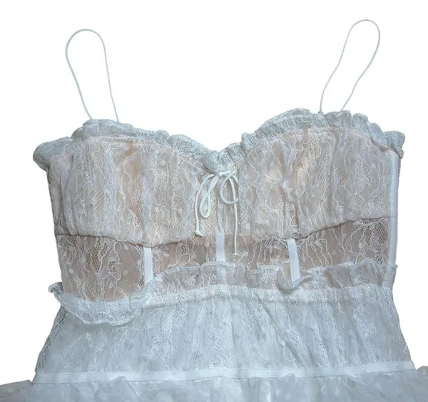 For Love & Lemons White Jules Mini Dress Women’s US L - Image 3