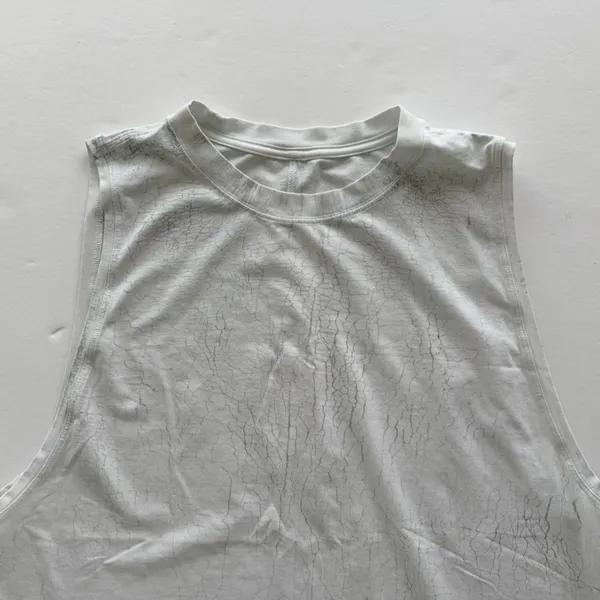 Lululemon All Yours Muscle Tank Top White Grey Crackle Print Size 12 Cotton - Image 2