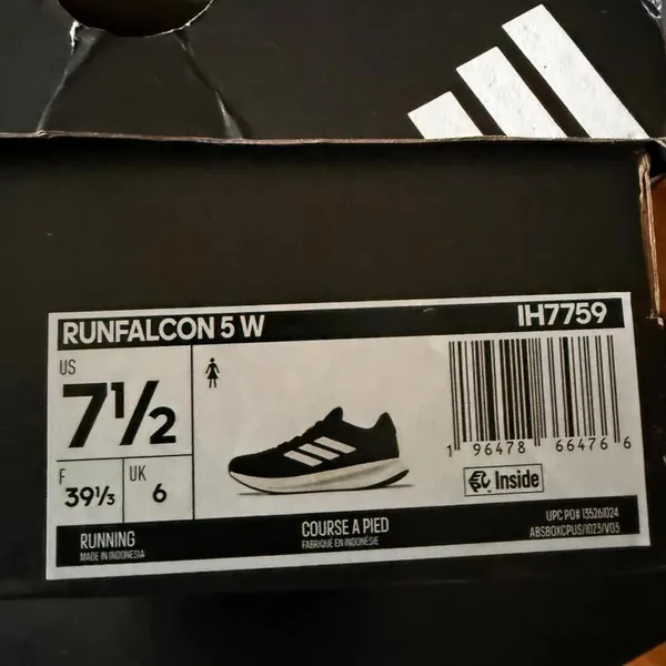 Adidas Runfalcon 5 Women’s 7.5 Black White Cloudfoam Running Shoes NWT - Image 9