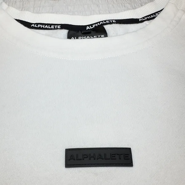 Alphalete White Oversized Crop Crewneck Sweatshirt with Logo XLARGE - Image 6